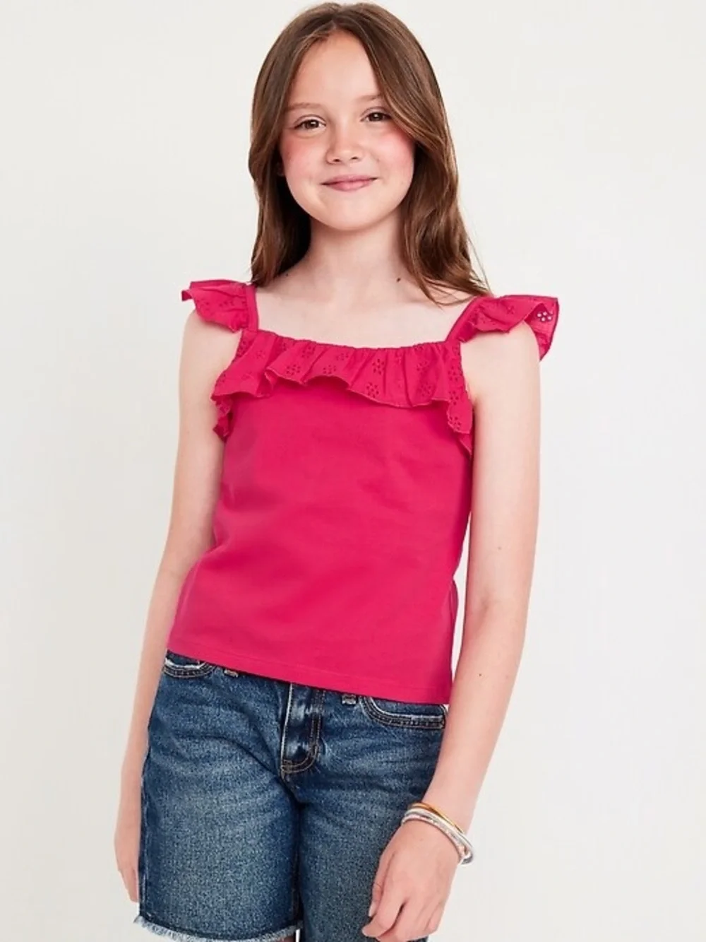 Old Navy Fitted Ruffle-Trim Tank Top for Girls NWT